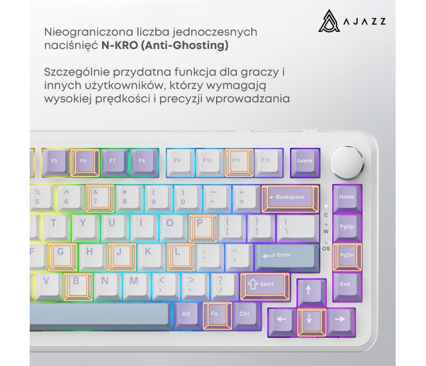 Ajazz AK820 MAX Magnetic switches Purple White RGB - 1536366 - zdjęcie 11